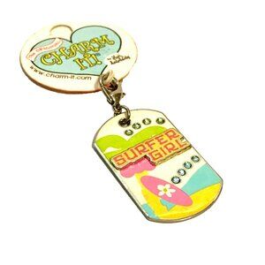 Charm It SURFER GIRL Surfboard High Intencity Bag Clip On 18" Chain Zipper Pull